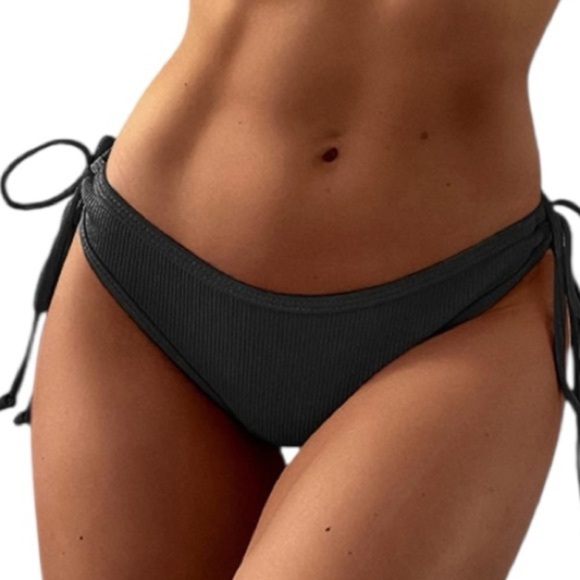 Zaful Black Sporty Bandeau Triangle Bikini Set Women’s Size XL 12-14 NWT Goth - Picture 7 of 10